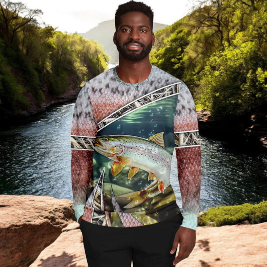 Unleash Your Passion for Rainbow Trout with the All-Over Print Sweatshirt!